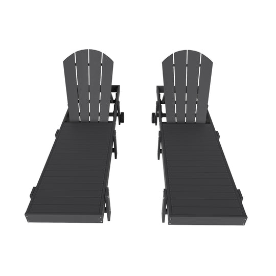 Malibu Adirondack Poly Reclining Chaise Lounge With Wheels (Set of 2)
