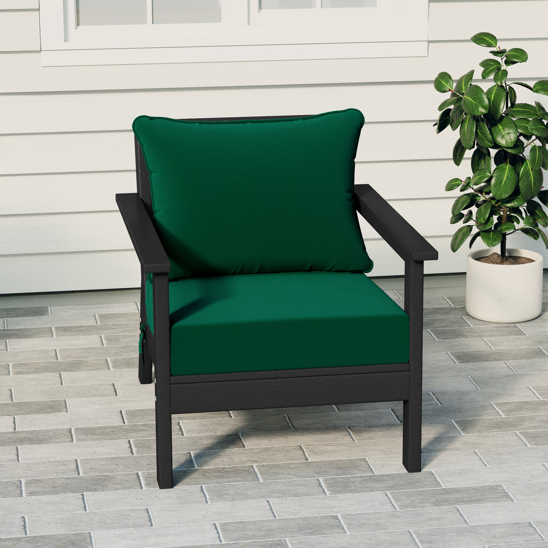 Avalon Outdoor Modern HDPE Patio Club Chair with Deep Seat Cushions
