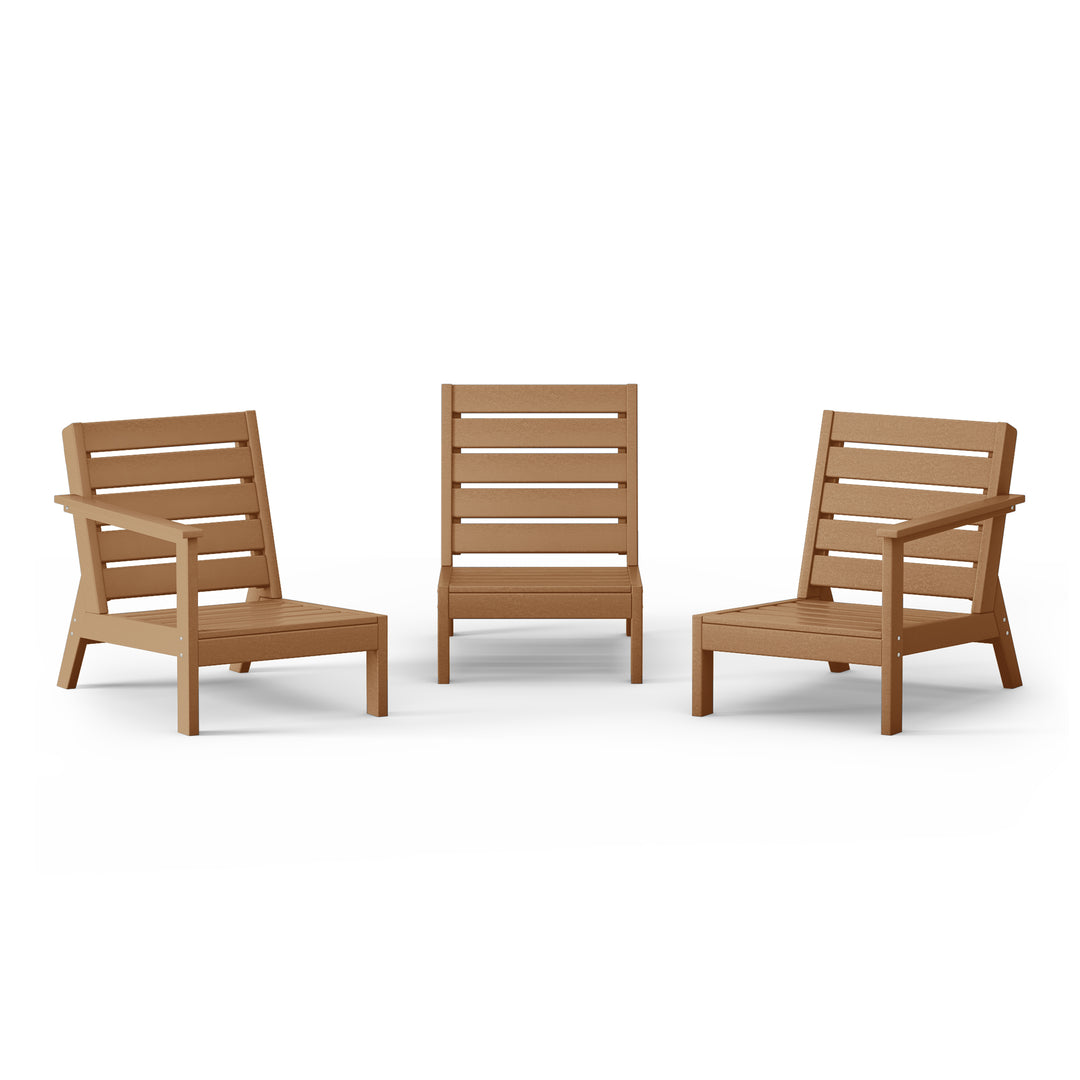 Avalon Outdoor Patio 3-Piece HDPE Deep Seating Sectional Sofa