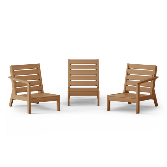 Avalon Outdoor Patio 3-Piece HDPE Deep Seating Sectional Sofa