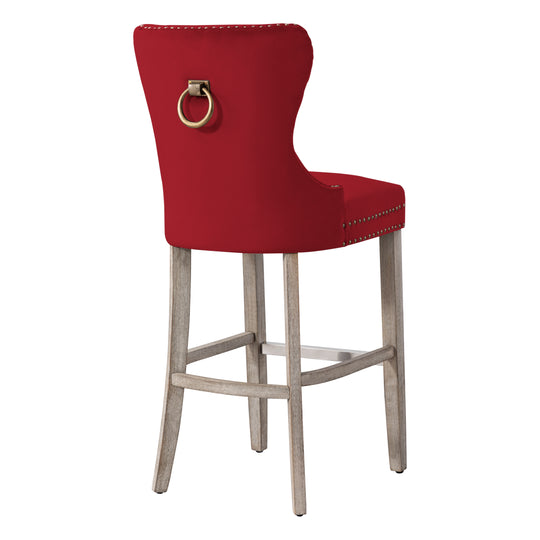 Wordford 29" Tufted Velvet Bar Stool, Antique Gray