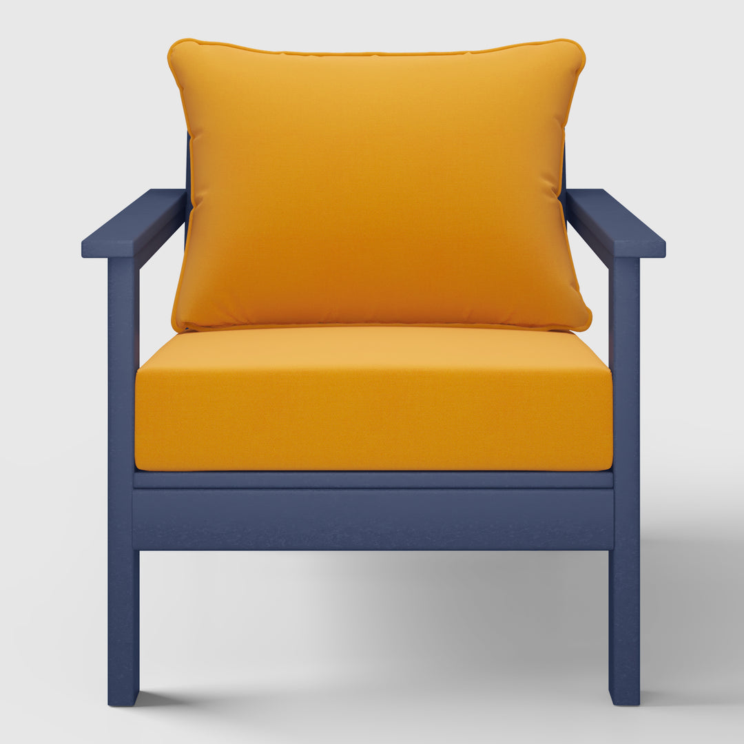Avalon Outdoor Modern HDPE Patio Club Chair with Deep Seat Cushions