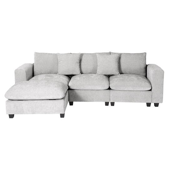 Augusta 99" Modular Chenille L-Shaped Sectional Sofa and Chaise With USB/Type-C Ports and Side Pockets
