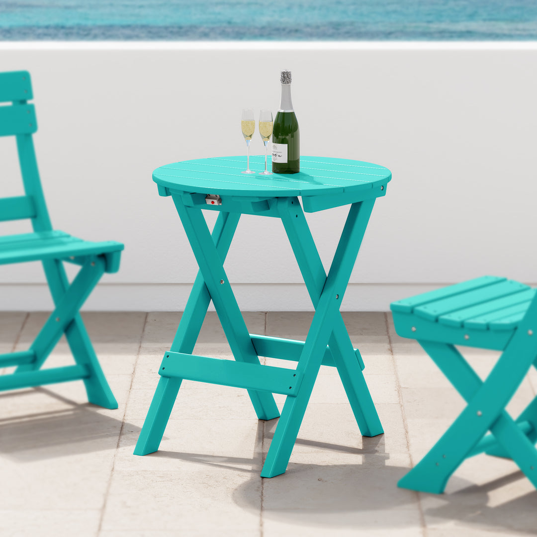Malibu HDPE Outdoor 24.5 Inch Round Portable Folding Patio Dining Table