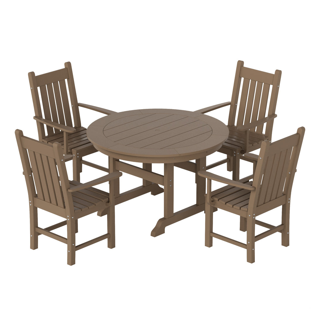 Malibu 5 Piece Outdoor Patio Dining Set Outdoor Round Table and Armchair Set