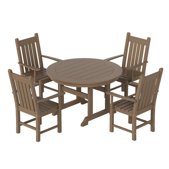 Malibu 5 Piece Outdoor Patio Dining Set Outdoor Round Table and Armchair Set