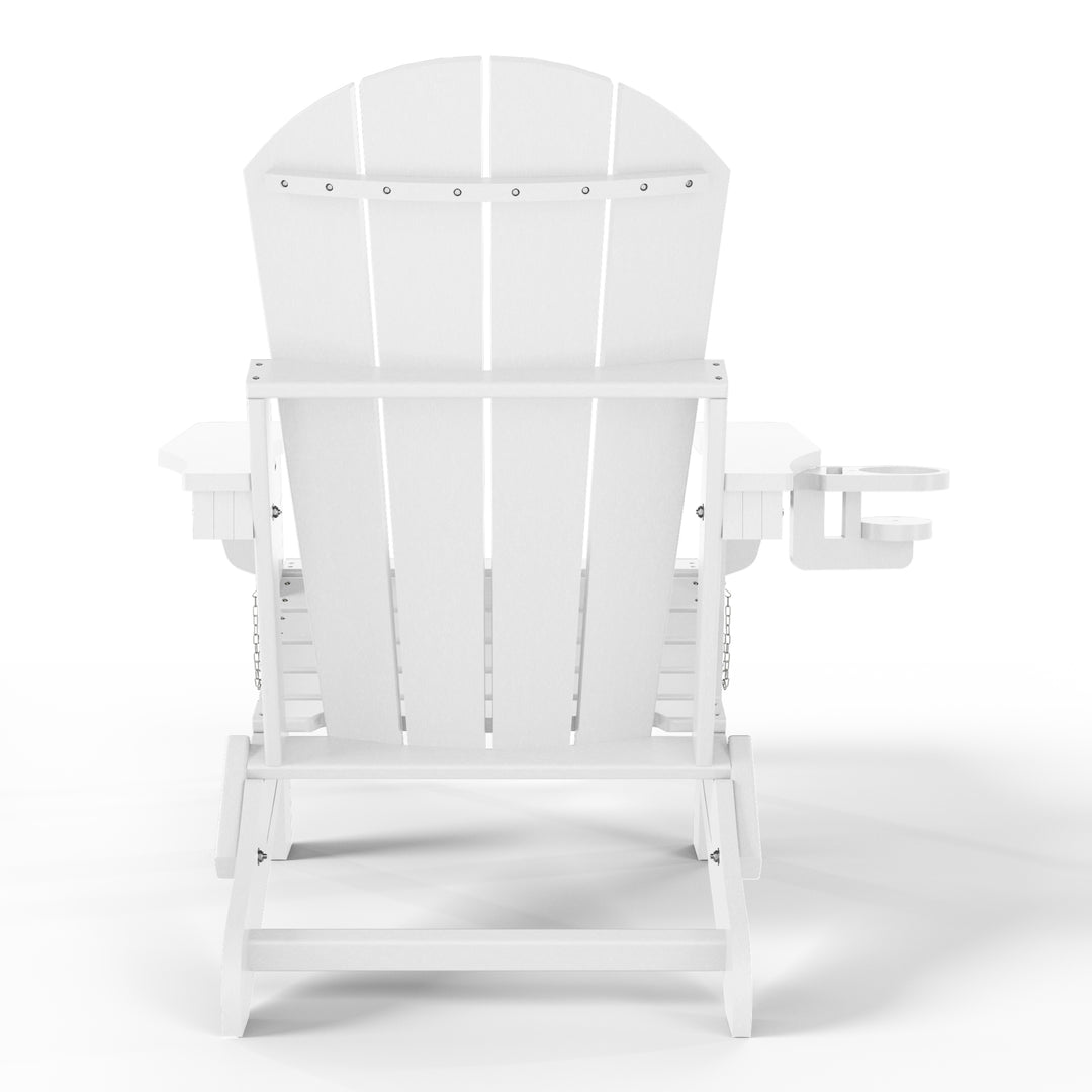 Malibu Folding Adjustable Adirondack Chair with Retractable Ottoman and Cup Holder (Set of 2)
