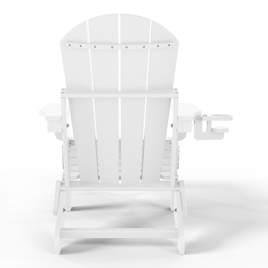 Malibu Folding Adjustable Adirondack Chair with Retractable Ottoman and Cup Holder (Set of 2)