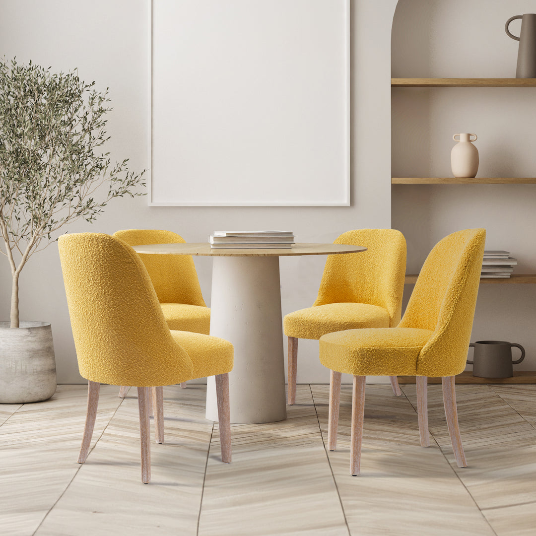 Genevieve Mid-Century Modern Upholstered Boucle Dining Chair (Set of 4)