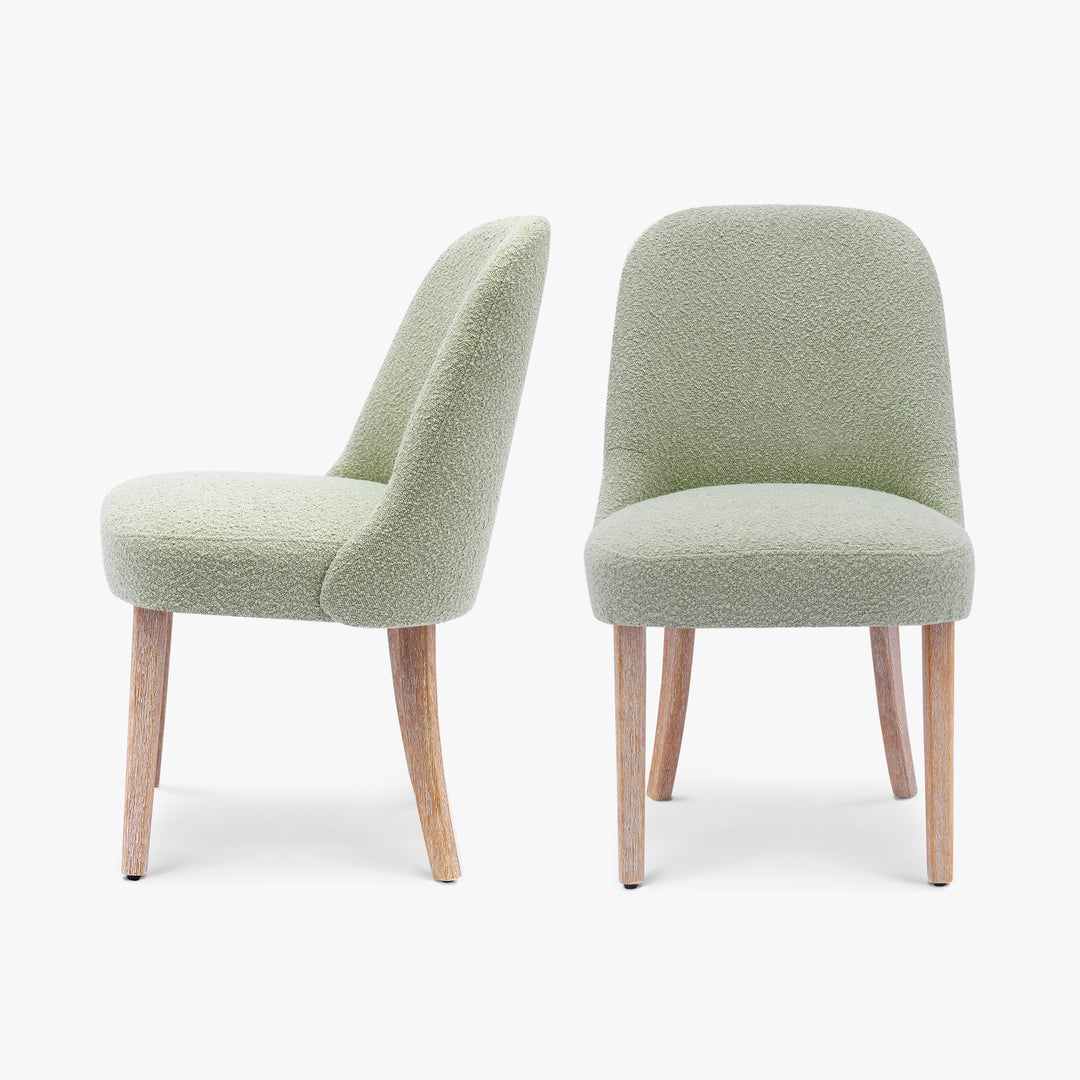 Genevieve Mid-Century Modern Upholstered Boucle Dining Chair (Set of 2)