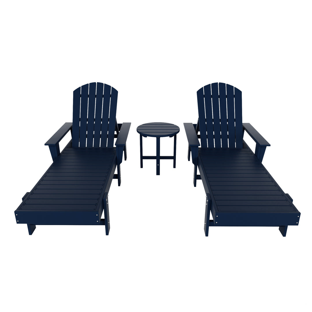 Dylan 3 Piece Adirondack Poly Reclining Chaise Lounge With Arms