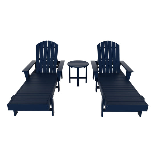 Dylan 3 Piece Adirondack Poly Reclining Chaise Lounge With Arms