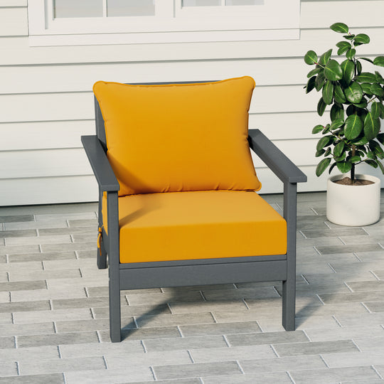 Avalon Outdoor Modern HDPE Patio Club Chair with Deep Seat Cushions