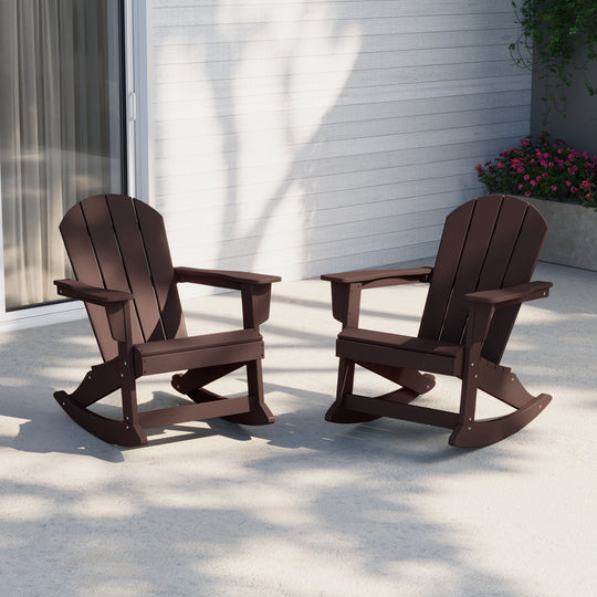 Malibu 2 piece set Outdoor / Patio Poly Adirondack rocking chairs ( 2 seater )