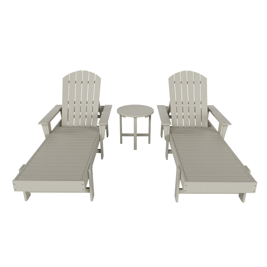 Dylan 3 Piece Adirondack Poly Reclining Chaise Lounge With Arms