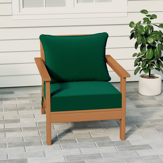 Avalon Outdoor Modern HDPE Patio Club Chair with Deep Seat Cushions