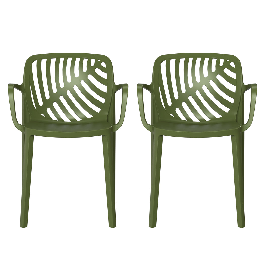 Playa Outdoor Modern Stackable Patio Dining Armchairs (Set of 2)