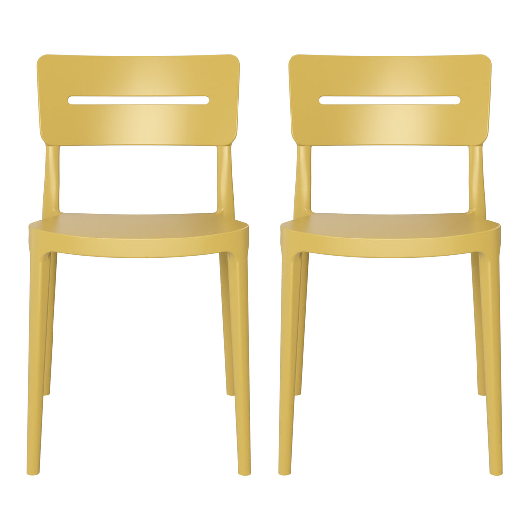 Playa Outdoor Modern Stackable Plastic Patio Dining Chairs (Set of 2)