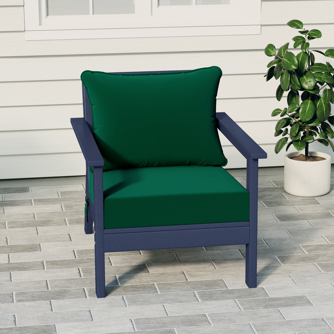 Avalon Outdoor Modern HDPE Patio Club Chair with Deep Seat Cushions