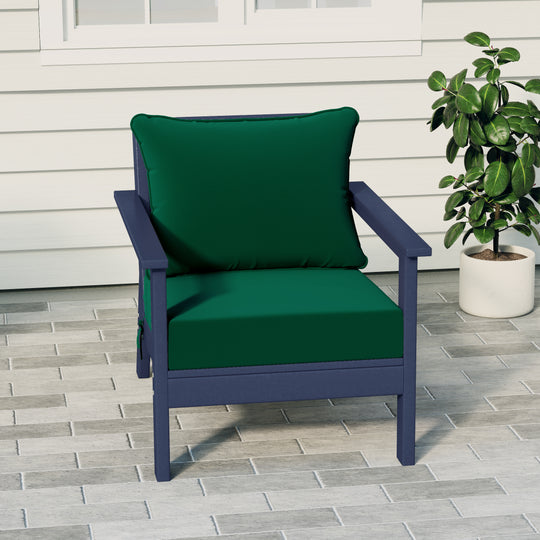 Avalon Outdoor Modern HDPE Patio Club Chair with Deep Seat Cushions
