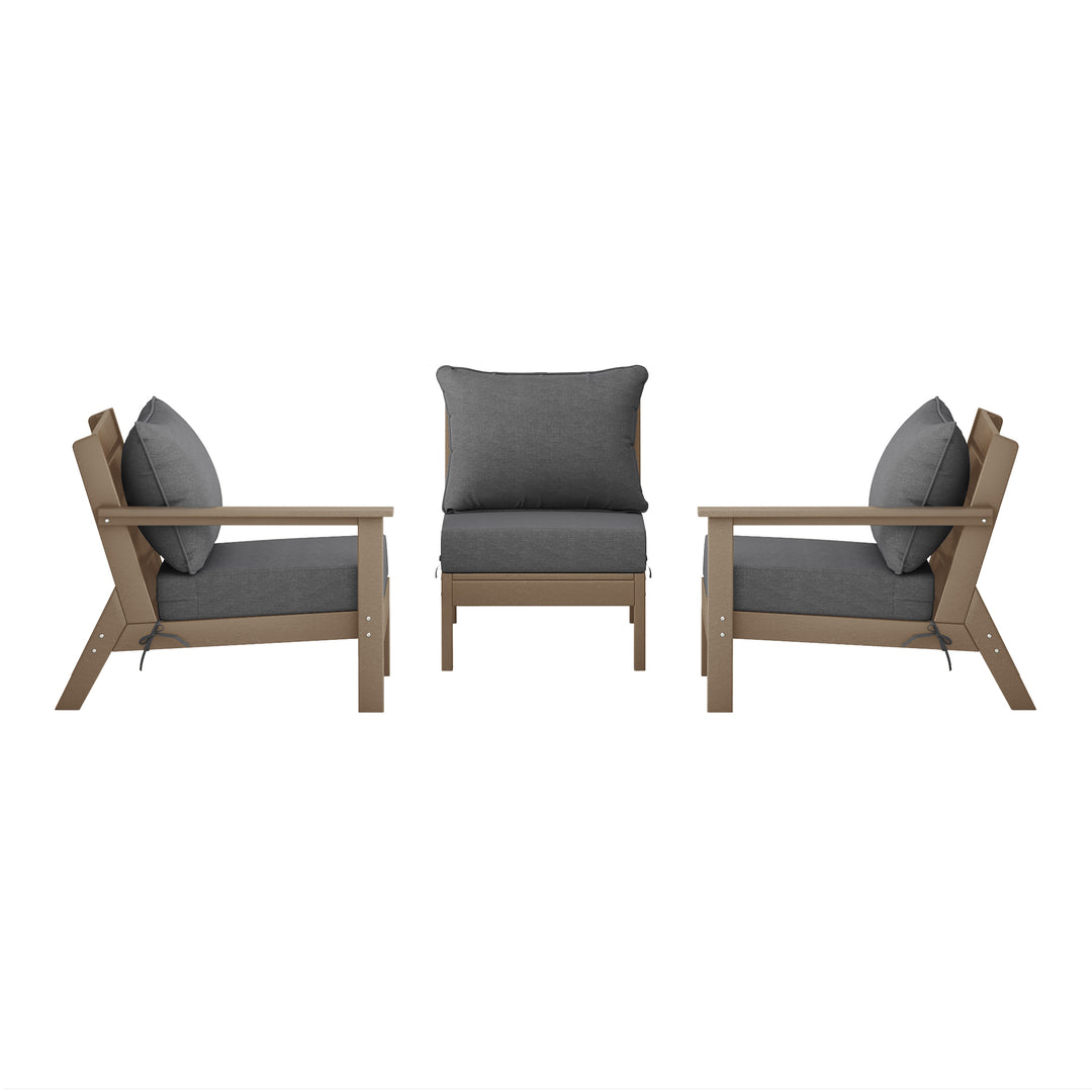 Avalon Outdoor Patio HDPE Sectional Sofa with Patio Cushions