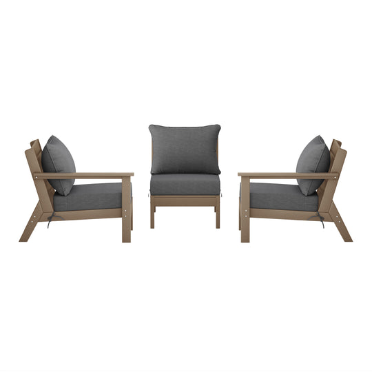 Avalon Outdoor Patio HDPE Sectional Sofa with Patio Cushions