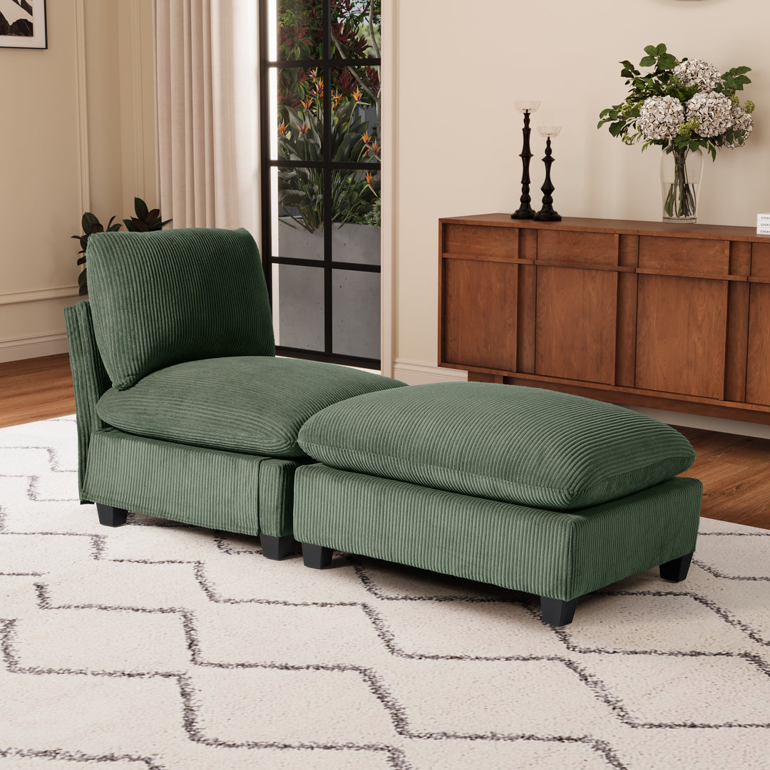 Hearthside 68.5" Corduroy Upholstered Indoor Chaise Lounge Chair