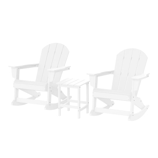 Malibu 3-Piece set Outdoor / Patio Poly Adirondack rocking chairs with a side table ( 2 seater )