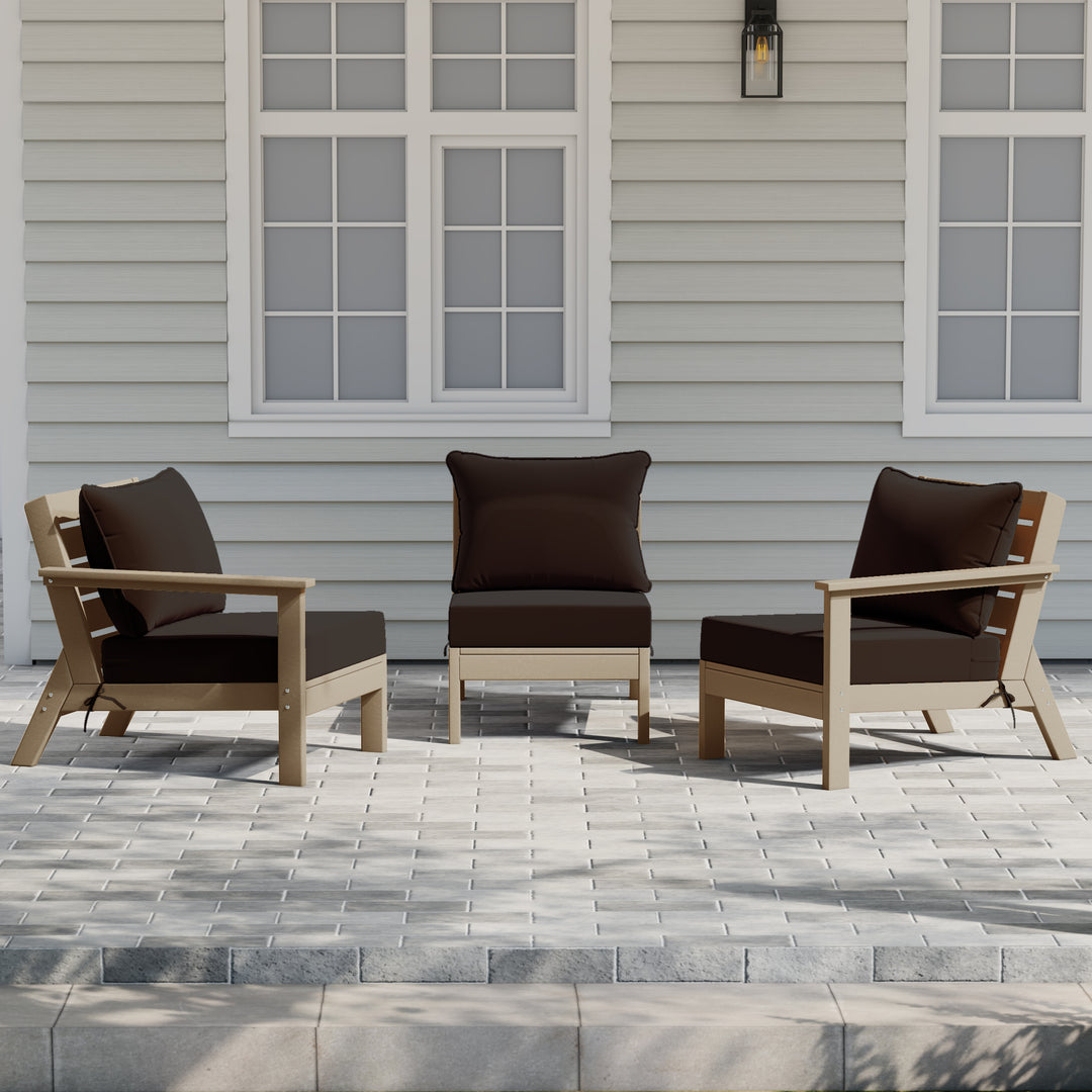 Avalon Outdoor Patio HDPE Sectional Sofa with Patio Cushions