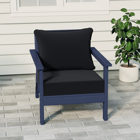 Avalon Outdoor Modern HDPE Patio Club Chair with Deep Seat Cushions