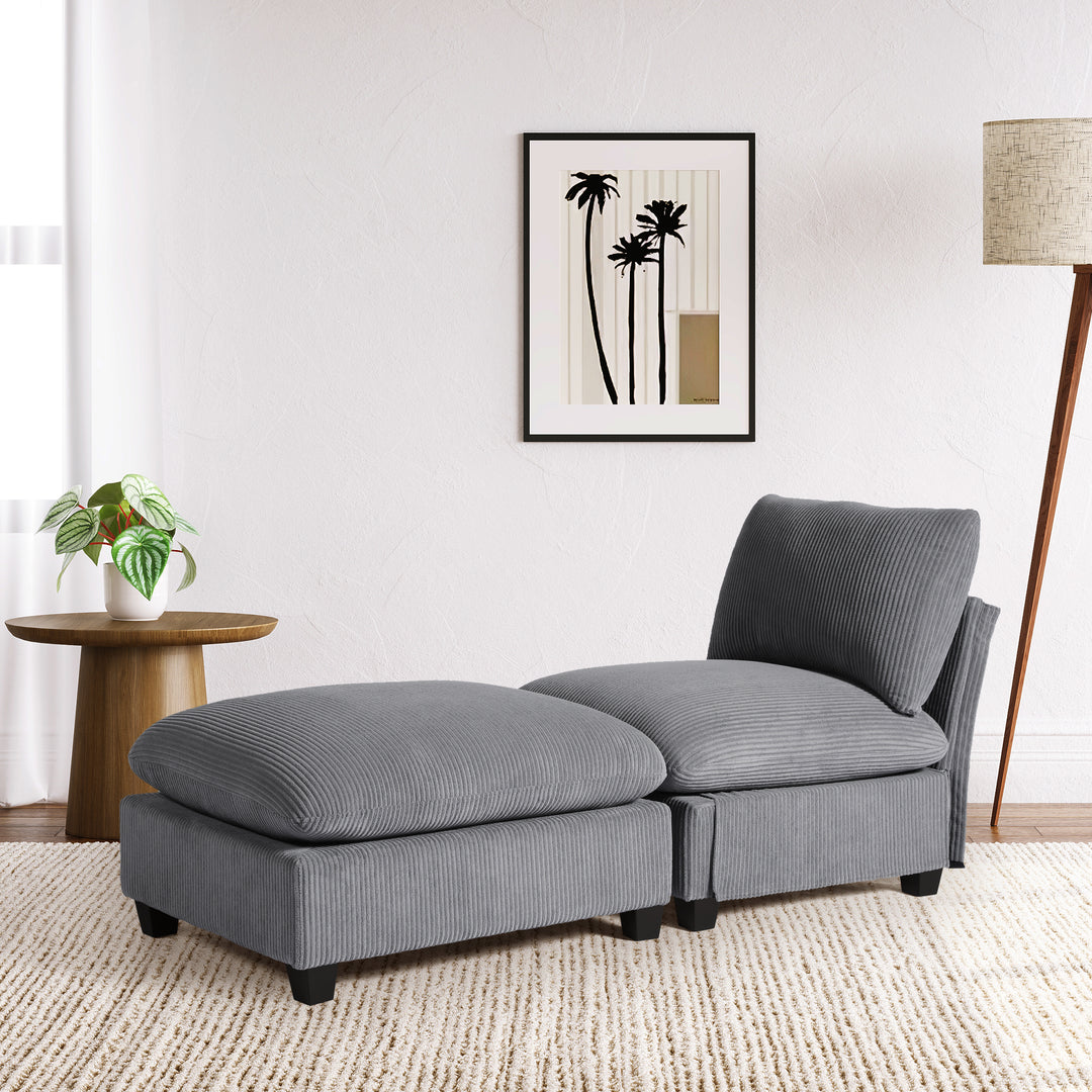 Hearthside 68.5" Corduroy Upholstered Indoor Chaise Lounge Chair