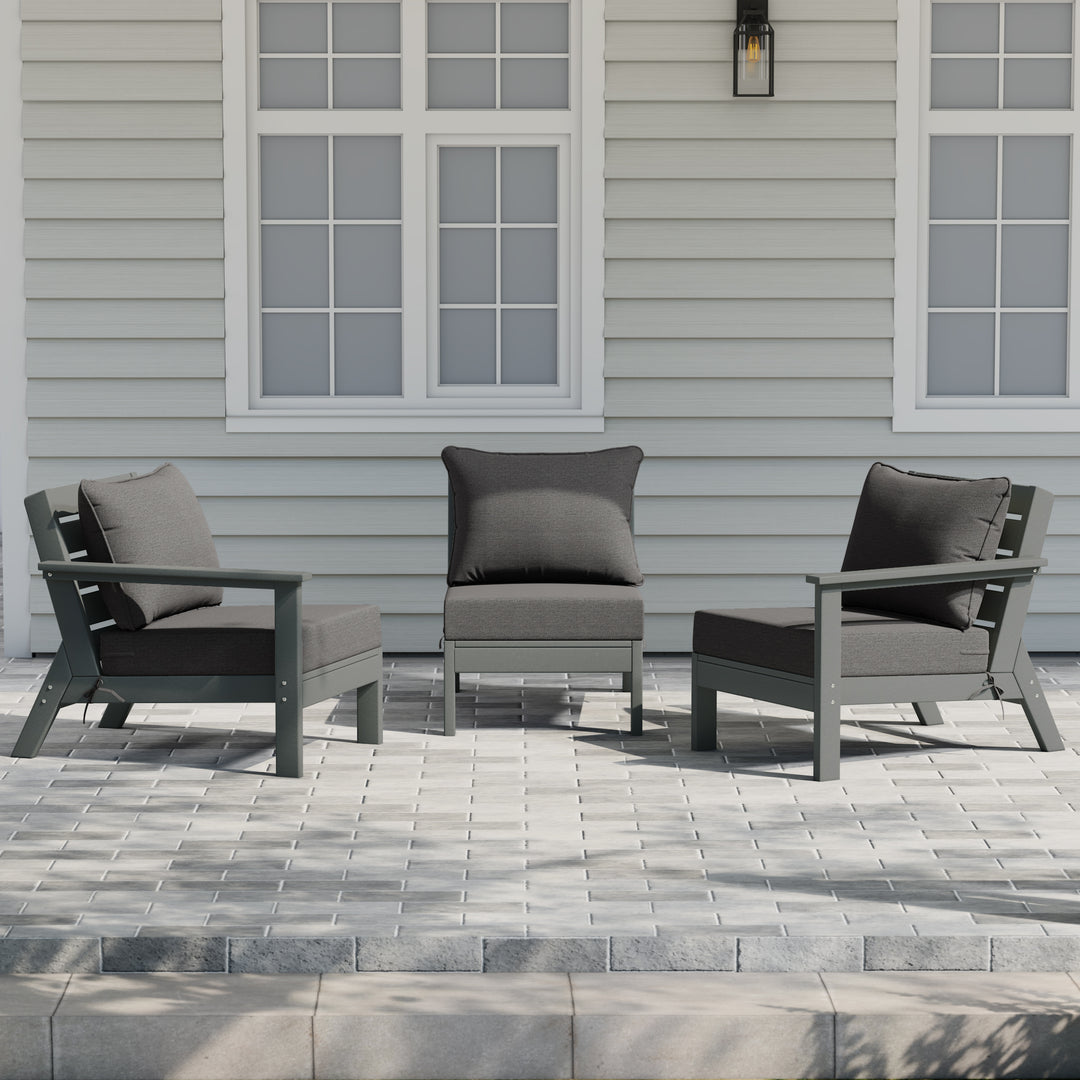 Avalon Outdoor Patio HDPE Sectional Sofa with Patio Cushions