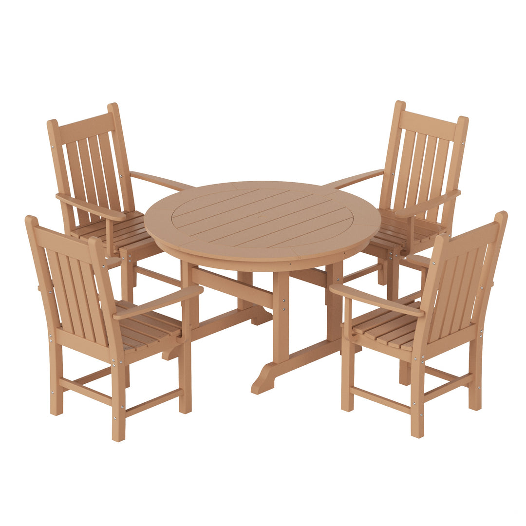 Malibu 5 Piece Outdoor Patio Dining Set Outdoor Round Table and Armchair Set