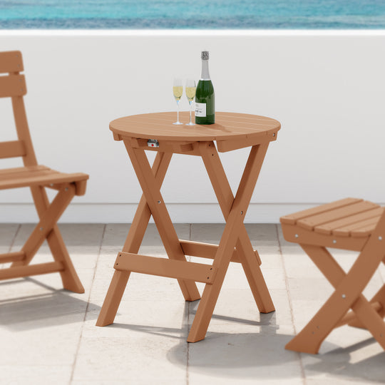 Malibu HDPE Outdoor 24.5 Inch Round Portable Folding Patio Dining Table