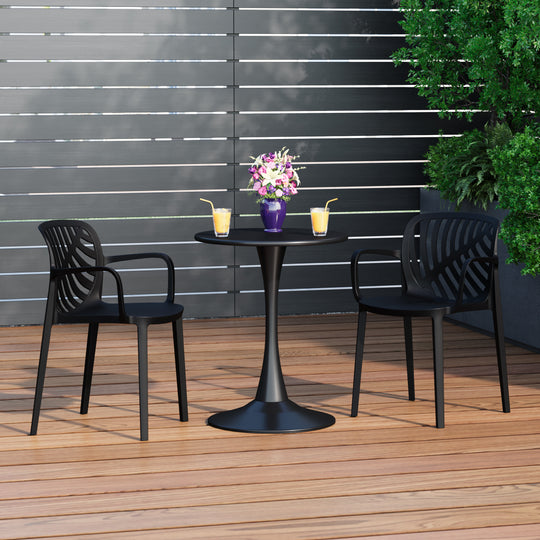 Playa Outdoor Modern Stackable Patio Dining Armchairs (Set of 2)