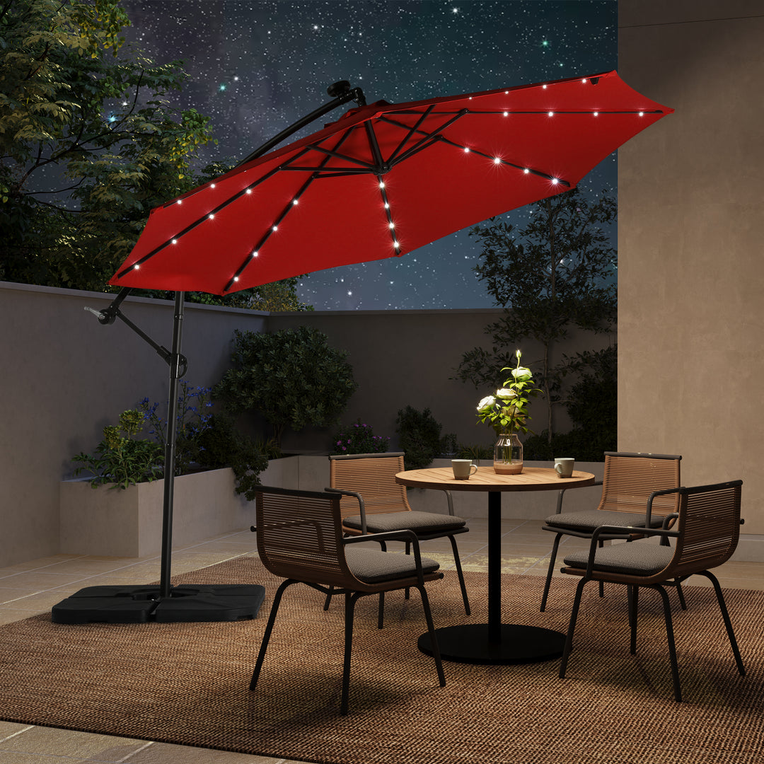 Albert 10 ft. Outdoor / Paito Cantilever Hanging Umbrella with Solar Power LED lights