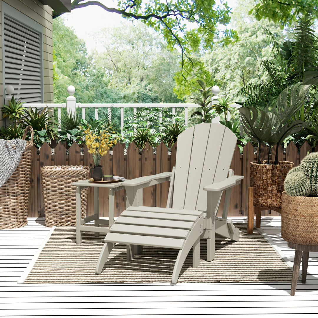 Malibu 3-Piece set classic Adirondack chair with ottoman and a small coffee table (1 seater)