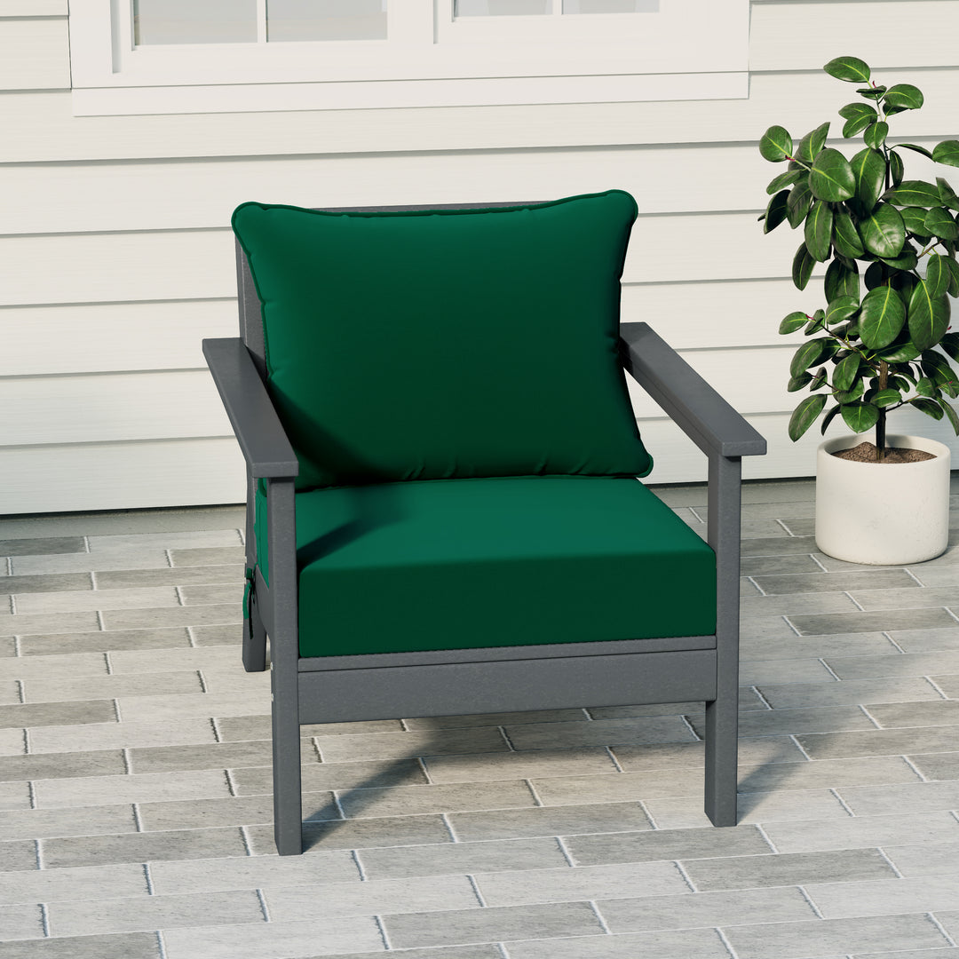 Avalon Outdoor Modern HDPE Patio Club Chair with Deep Seat Cushions