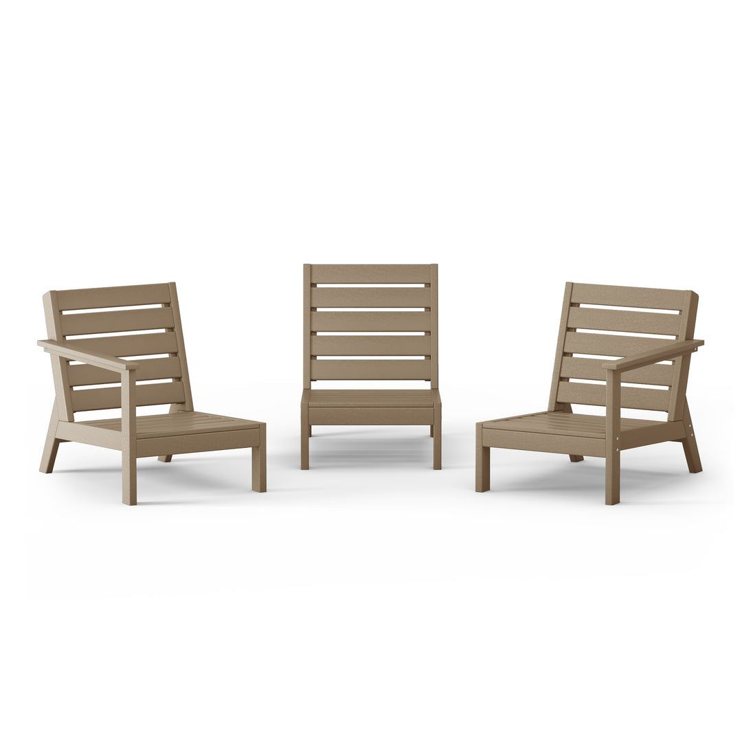 Avalon Outdoor Patio 3-Piece HDPE Deep Seating Sectional Sofa