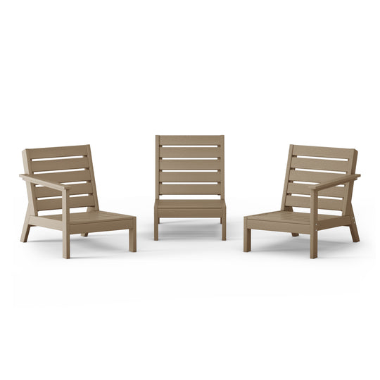 Avalon Outdoor Patio 3-Piece HDPE Deep Seating Sectional Sofa