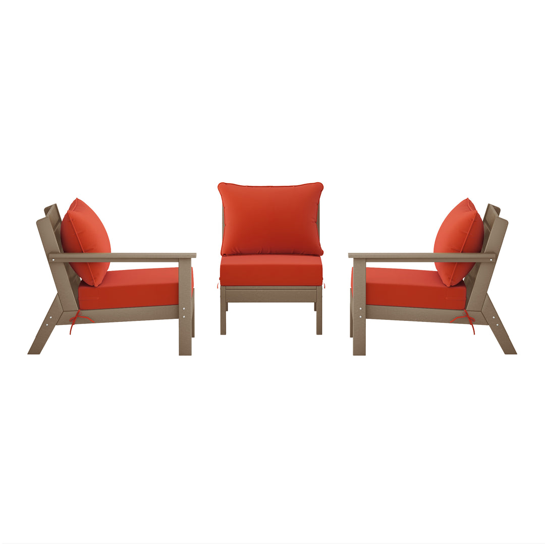 Avalon Outdoor Patio HDPE Sectional Sofa with Patio Cushions