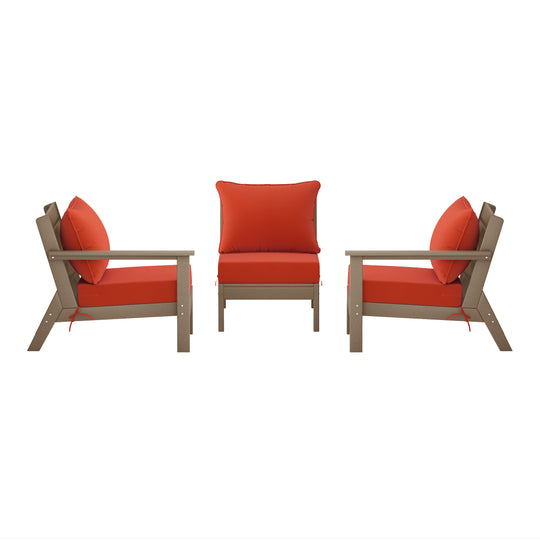 Avalon Outdoor Patio HDPE Sectional Sofa with Patio Cushions