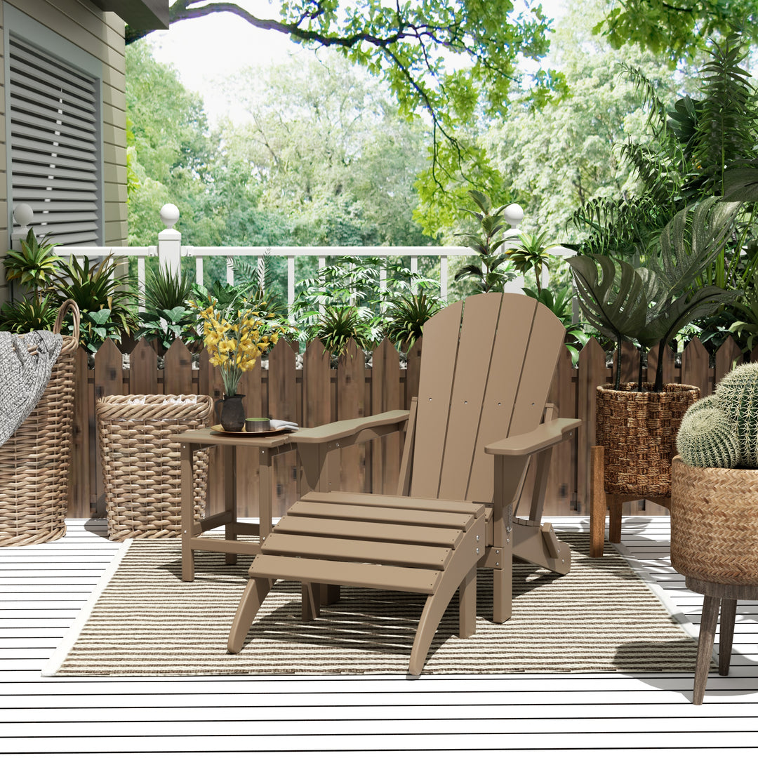 Malibu 3-Piece set classic Adirondack chair with ottoman and a small coffee table (1 seater)