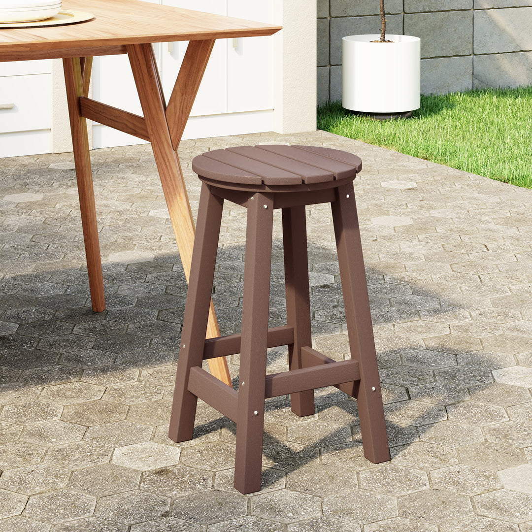 Malibu 24" HDPE Outdoor Patio Round Counter Height Bar Stool