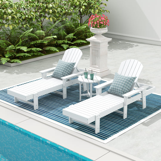 Dylan 3 Piece Adirondack Poly Reclining Chaise Lounge With Arms