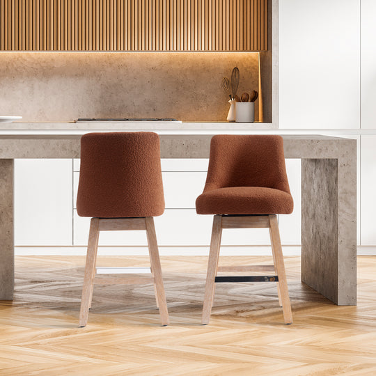 Genevieve 26" Upholstered Swivel Counter Height Bar Stools (Set of 2)