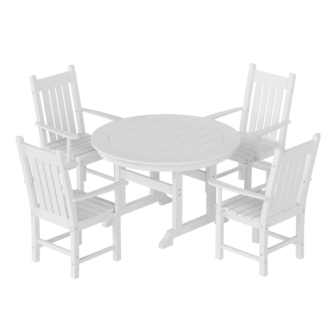 Malibu 5 Piece Outdoor Patio Dining Set Outdoor Round Table and Armchair Set