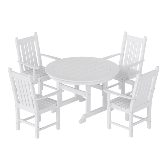 Malibu 5 Piece Outdoor Patio Dining Set Outdoor Round Table and Armchair Set