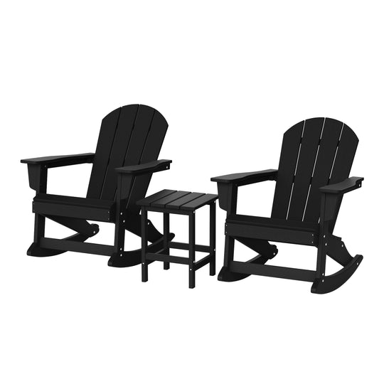 Malibu 3-Piece set Outdoor / Patio Poly Adirondack rocking chairs with a side table ( 2 seater )