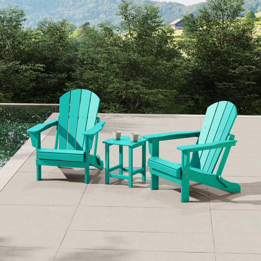 Malibu 3-Piece set Outdoor / Patio Poly Adirondack chair set with a side table ( 2 seater )